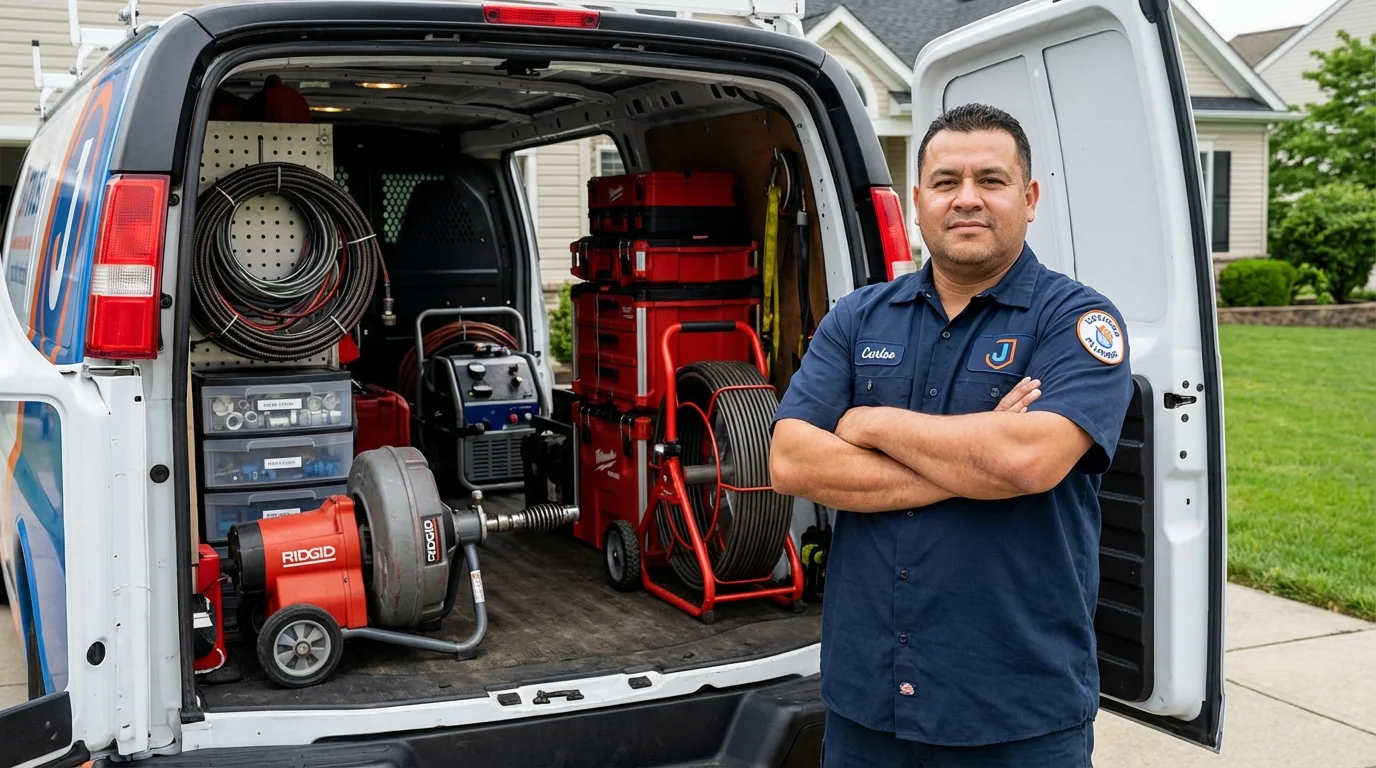 Professional drain cleaning equipment and Johns Plumbing LLC plumber in Paia