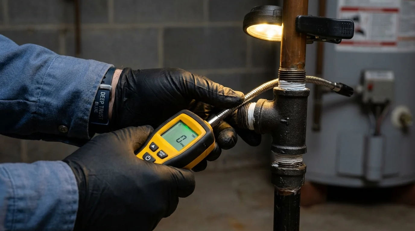 Gas leak detection with electronic sniffer by Johns Plumbing LLC in Paia