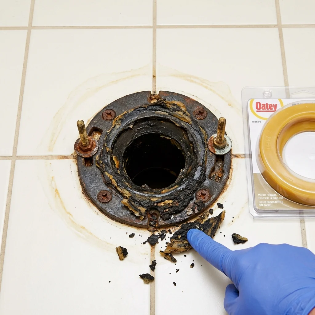 Failed wax ring showing water seepage at the base of a toilet in a Paia, HI home