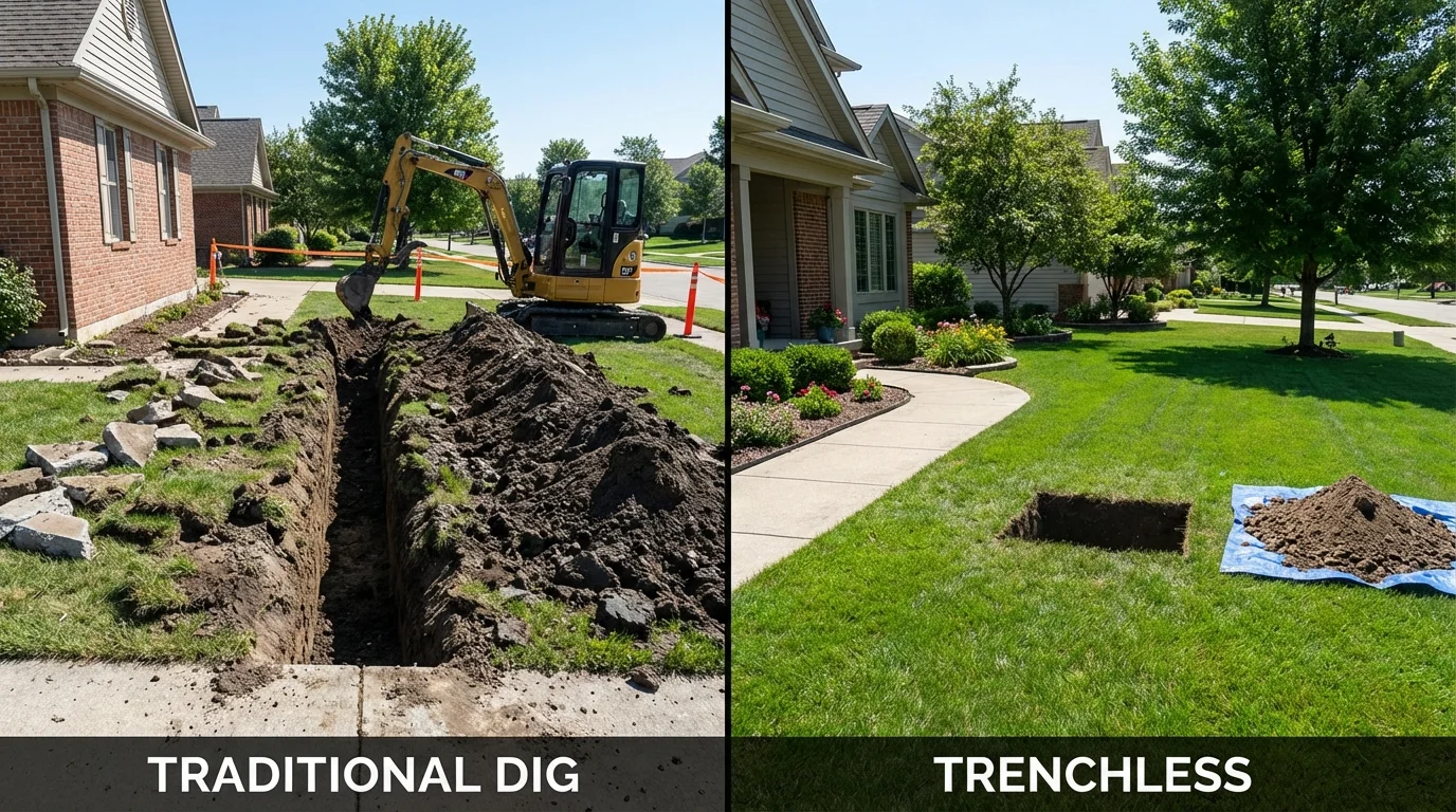 Trenchless sewer repair with minimal yard damage versus traditional excavation in Paia, HI